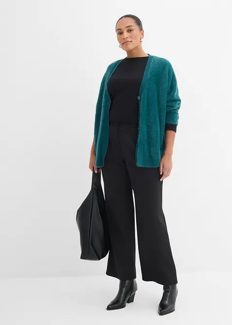 Pohodln&eacute; kalhoty ze spl&yacute;vav&eacute; tepl&aacute;koviny, bonprix