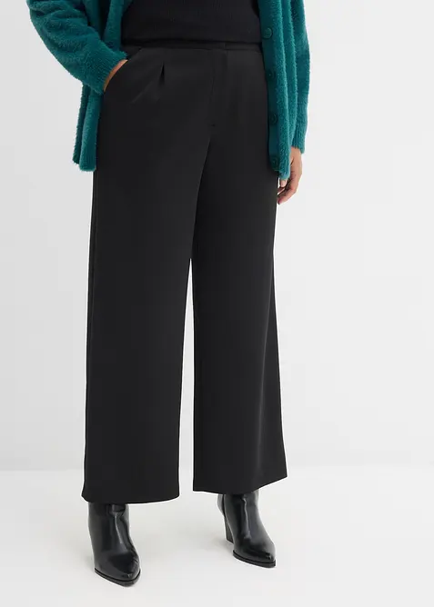 Pohodln&eacute; kalhoty ze spl&yacute;vav&eacute; tepl&aacute;koviny, bonprix