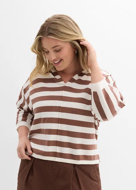 Oversize svetr z jemn&eacute; pleteniny z bavlněn&eacute; směsi, bonprix