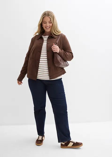 Bunda z uměl&eacute; velurov&eacute; kůže, bonprix