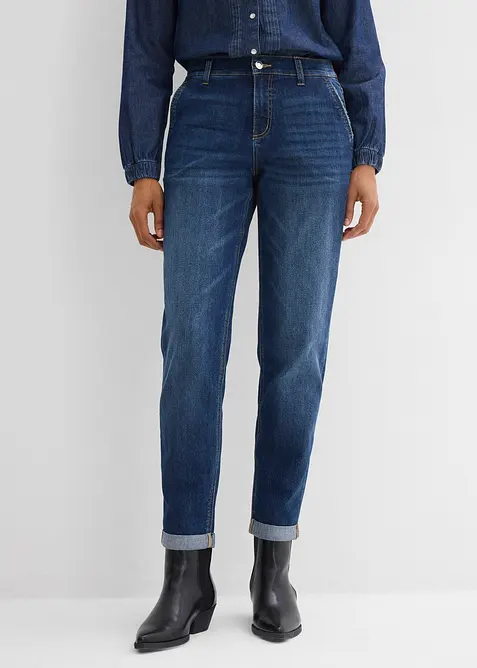 Dž&iacute;ny Boyfriend, Mid Waist, pas do gumy, bonprix