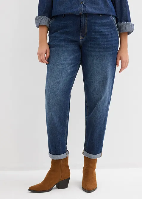 Dž&iacute;ny Boyfriend, Mid Waist, pas do gumy, bonprix