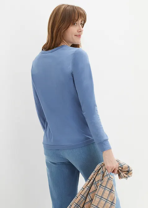 Triko s dlouh&yacute;m ruk&aacute;vem a proužky, z udržiteln&eacute; bavlny, bonprix