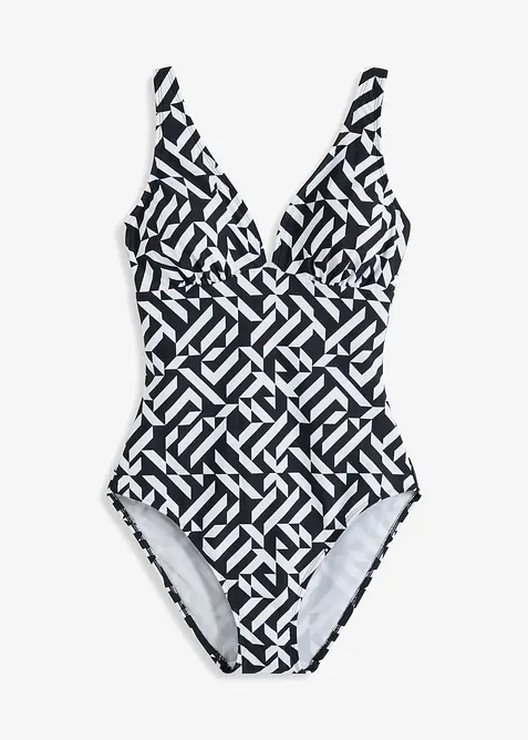 Stahovac&iacute; jednod&iacute;ln&eacute; plavky, lehk&yacute; tvaruj&iacute;c&iacute; efekt, s v&yacute;střihem do V, bonprix