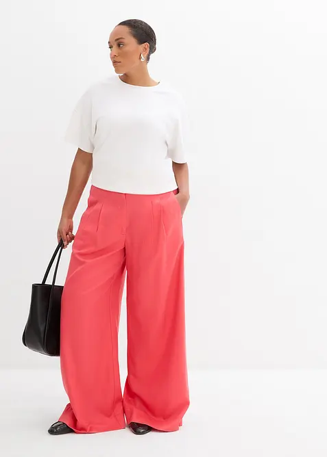 Kalhoty se sklady u pasu, ze spl&yacute;vav&eacute;ho lyocellu, bonprix