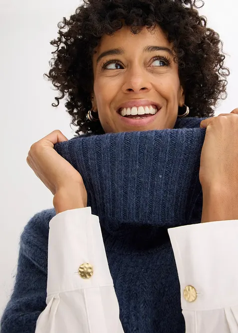 Pončov&yacute; svetr s pod&iacute;lem vlny, bonprix