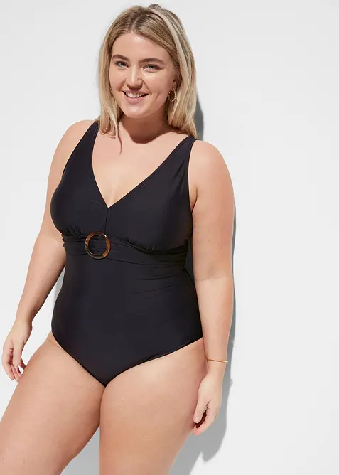 Stahovac&iacute; jednod&iacute;ln&eacute; plavky, lehk&yacute; tvaruj&iacute;c&iacute; efekt, s v&yacute;střihem do V, bonprix