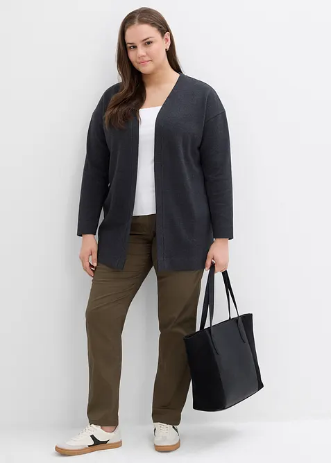 Dlouh&aacute; mikina na zap&iacute;n&aacute;n&iacute;, z měkk&eacute; směsi s bavlnou, bonprix