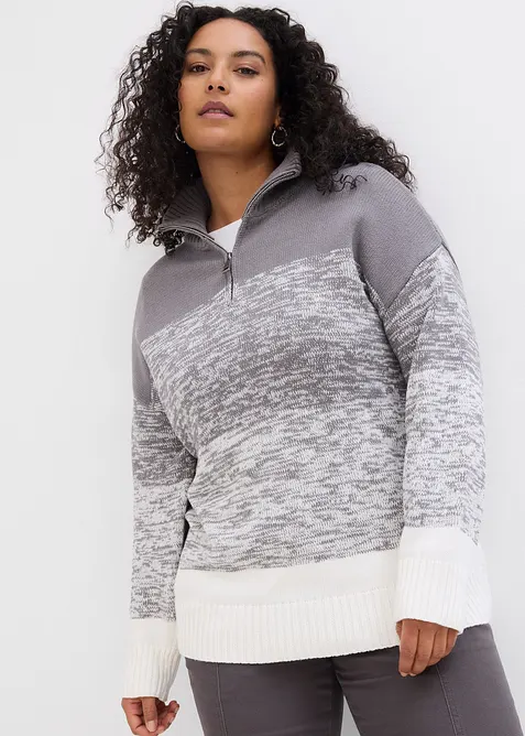 Svetr s l&iacute;mečkem na zip a přechodem barev, bonprix