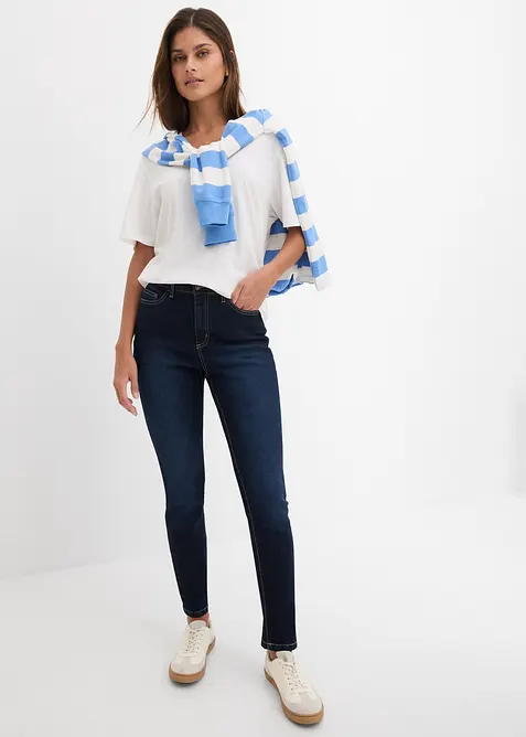 Skinny dž&iacute;ny Mid Waist, strečov&eacute;, bonprix