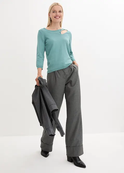 Svetr z jemn&eacute;ho &uacute;pletu ze směsi s visk&oacute;zou, bonprix