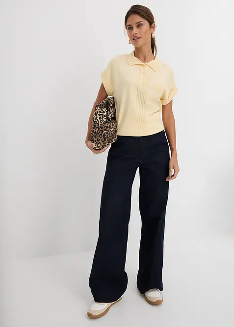 Strečov&eacute; dž&iacute;ny Wide Leg, Mid Waist, bonprix