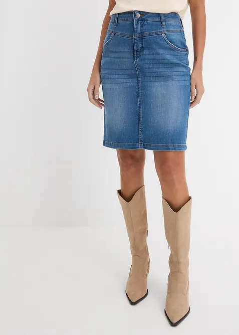 Strečov&aacute; dž&iacute;nov&aacute; sukně, bonprix