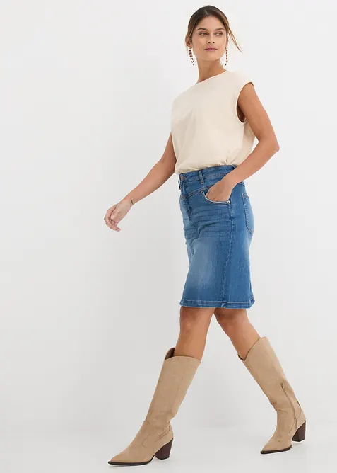 Strečov&aacute; dž&iacute;nov&aacute; sukně, bonprix