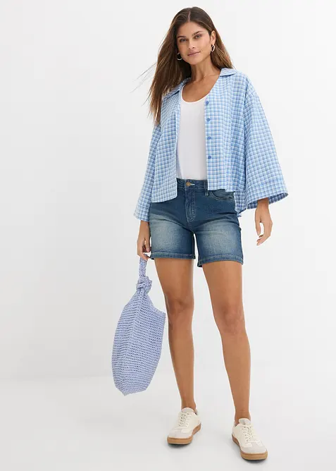 Dž&iacute;nov&eacute; &scaron;ortky Slim Fit, Mid Waist (2 ks v balen&iacute;), bonprix