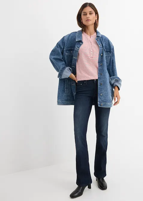 Bootcut dž&iacute;ny Mid Waist, strečov&eacute;, bonprix