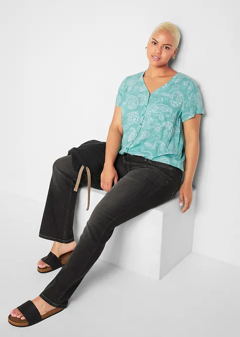 Pohodln&eacute; strečov&eacute; dž&iacute;ny Bootcut, Mid Waist, bonprix