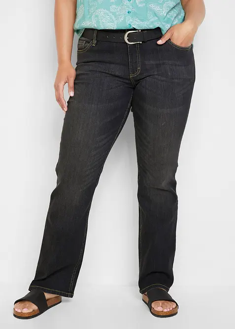 Pohodln&eacute; strečov&eacute; dž&iacute;ny Bootcut, Mid Waist, bonprix