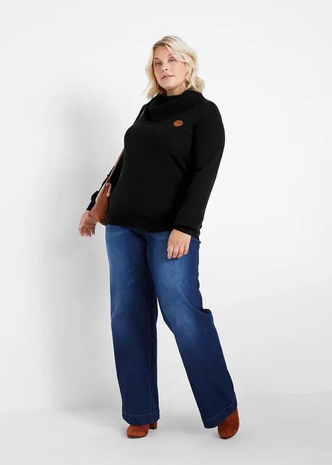 Svetr z jemn&eacute;ho &uacute;pletu, se &scaron;irok&yacute;m l&iacute;mcem, bonprix