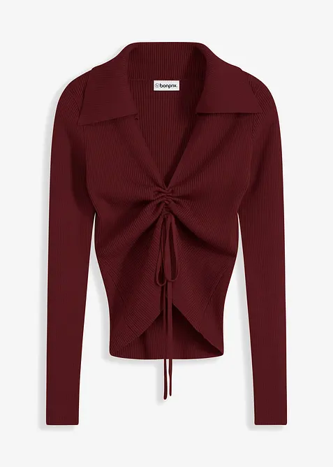 Žebrovan&yacute; svetr s řasen&iacute;m, bonprix