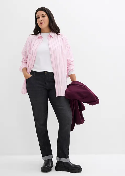 Strečov&eacute; dž&iacute;ny Straight, Mid Waist, bonprix