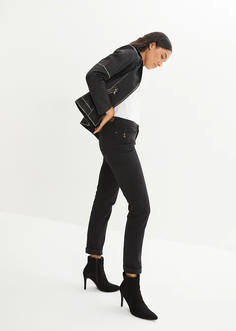 Strečov&eacute; dž&iacute;ny Straight, Mid Waist, bonprix