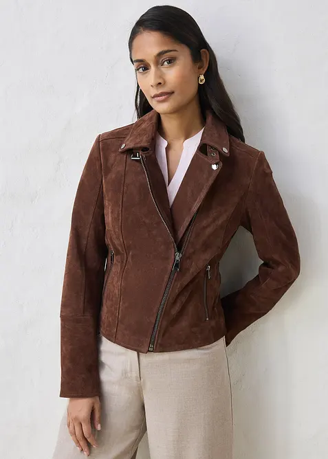 Motork&aacute;řsk&aacute; bunda z velurov&eacute; kůže, bonprix