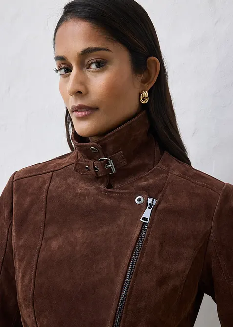 Motork&aacute;řsk&aacute; bunda z velurov&eacute; kůže, bonprix