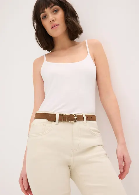 Kožen&yacute; p&aacute;sek s lesklou kovovou sponou, bonprix