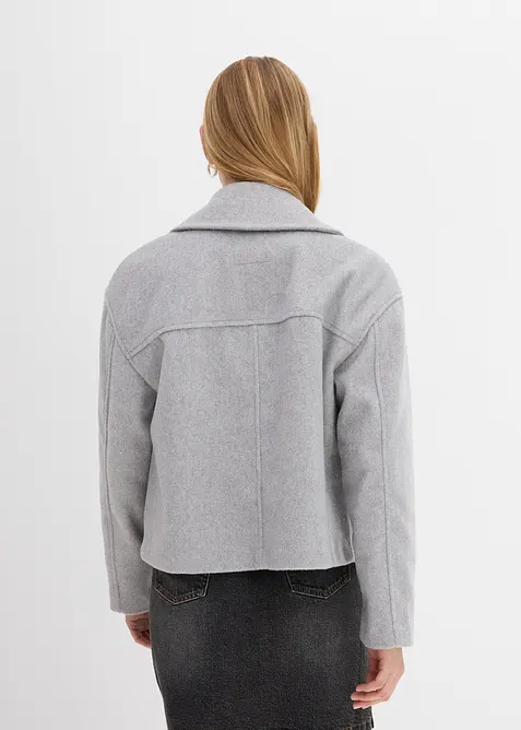 Kr&aacute;tk&yacute; oversize trenčkot s vlněn&yacute;m vzhledem, bonprix