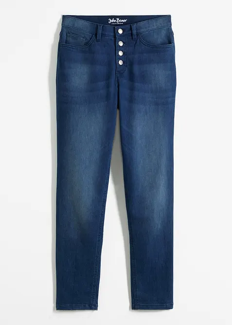 Termo dž&iacute;ny s hebkou vnitřn&iacute; stranou, Boyfriend, Mid Waist, bonprix