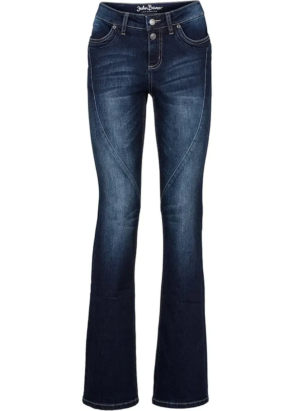 Bootcut džíny Mid Waist, strečové, bonprix