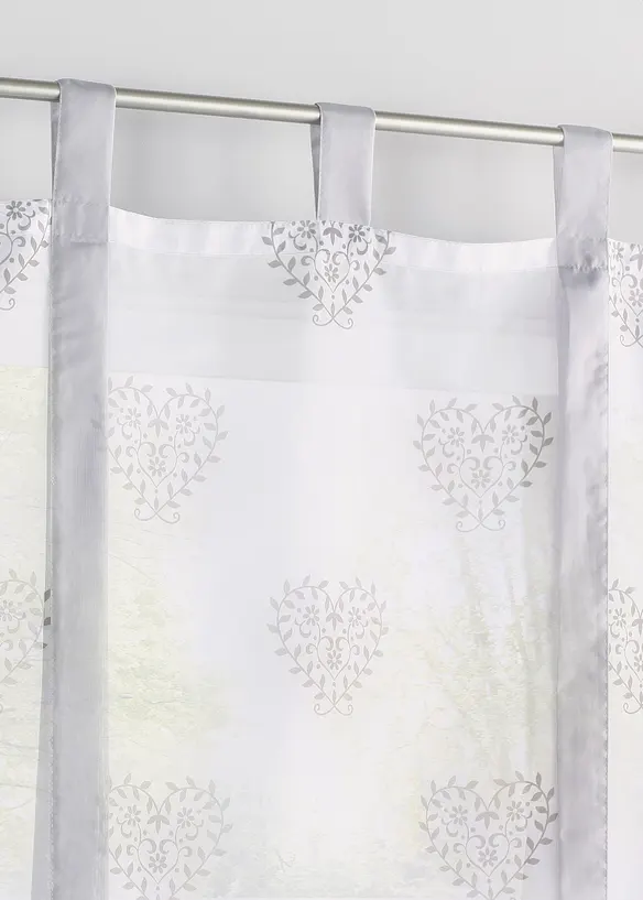 Zavazovací záclona s potiskem srdíček, s recyklovaným polyesterem, bonprix