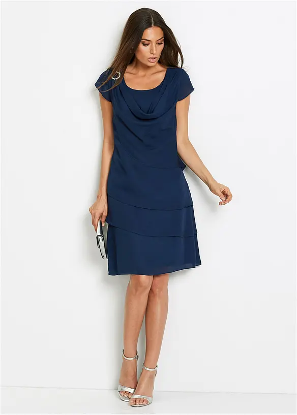 Minišaty s vrstveným vzhledem a dekorativním doplňkem, bonprix