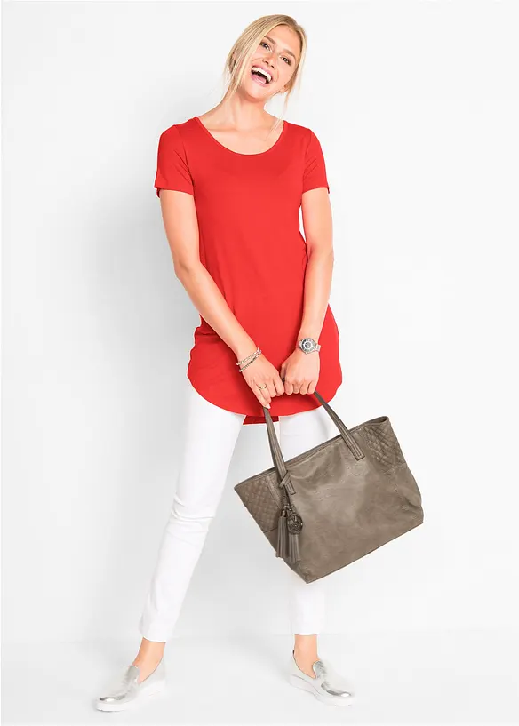 Dlouh&eacute; tričko z měkk&eacute; visk&oacute;zy, bonprix