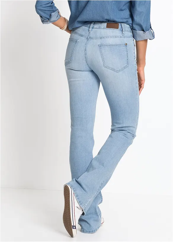 Bootcut džíny Mid Waist, strečové, bonprix
