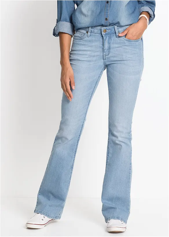 Bootcut džíny Mid Waist, strečové, bonprix