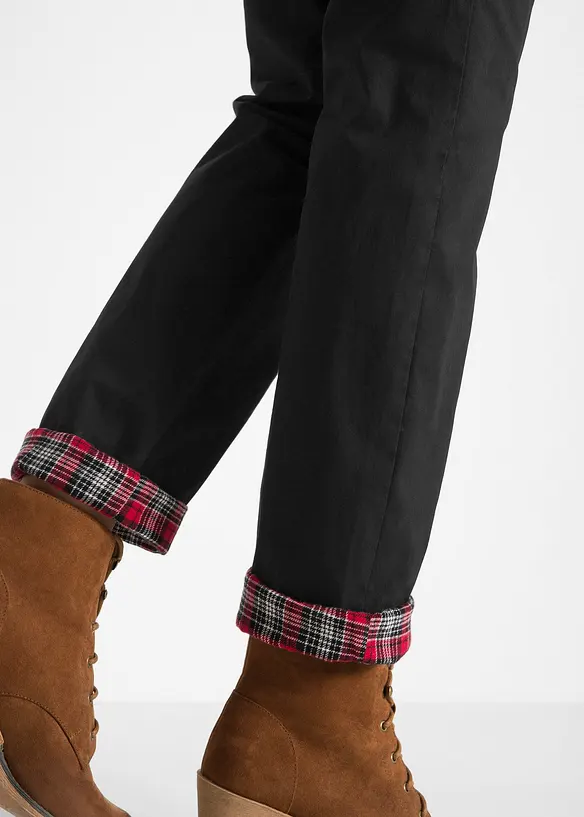 Termo chino kalhoty s kostkovanou podšívkou, bonprix