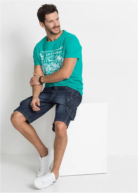 Cargo džínové bermudy, Regular Fit, bonprix