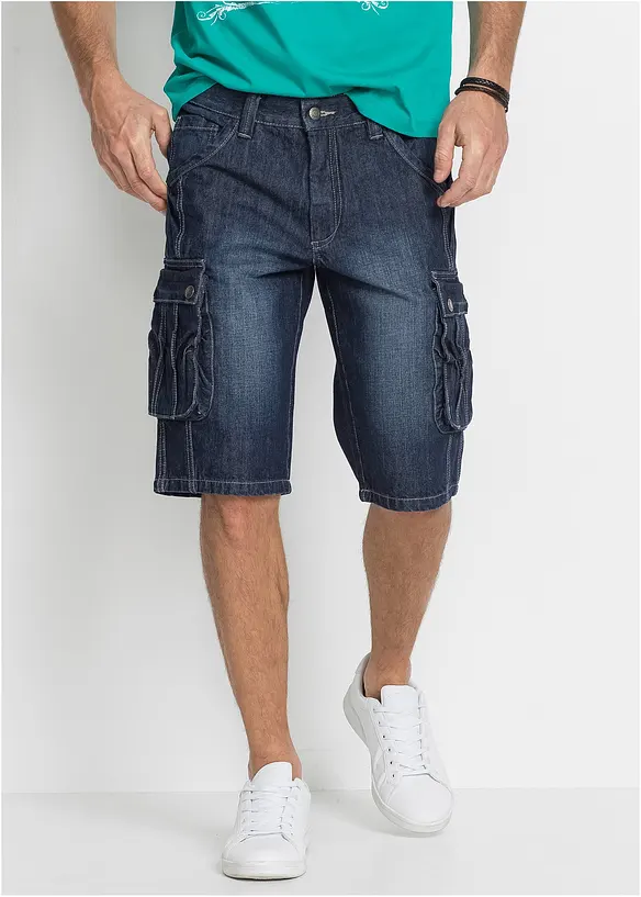 Cargo džínové bermudy, Regular Fit, bonprix