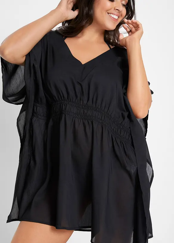 Průhledn&aacute; pl&aacute;žov&aacute; tunika s v&yacute;střihem do V, bonprix