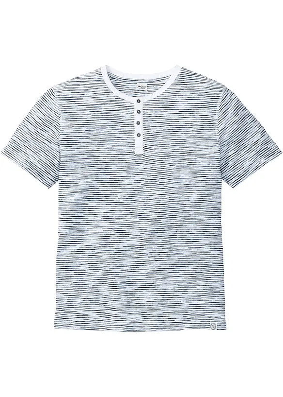 Tričko Henley, krátký rukáv, z čisté bavlny, bonprix