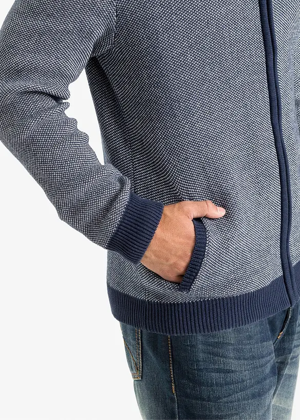 Svetr na zip a se stojáčkem, z hrubé pleteniny z čisté bavlny, bonprix