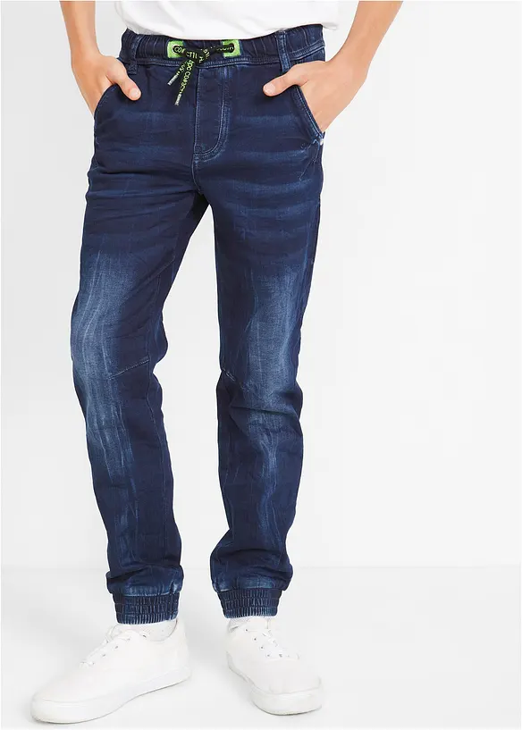 Teplákové džíny bez zapínání, Regular Fit, Tapered, bonprix