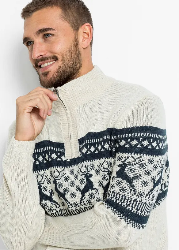 Norský svetr s límečkem na zip, bonprix