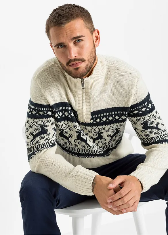 Norský svetr s límečkem na zip, bonprix