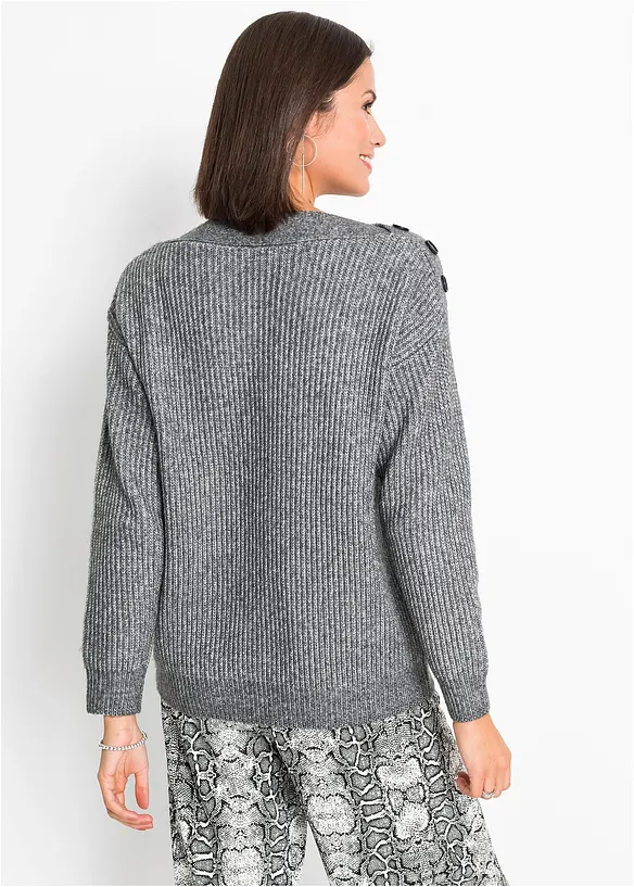 Oversize svetr s knoflíky, bonprix