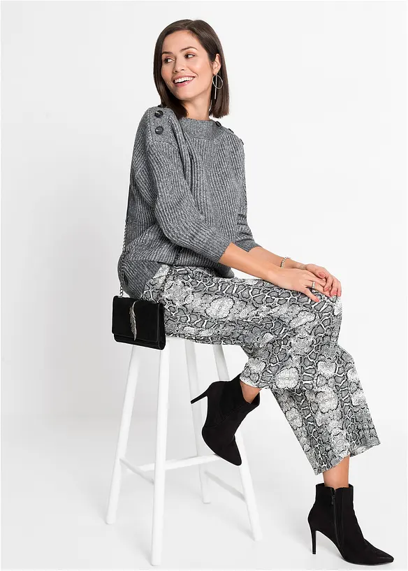 Oversize svetr s knoflíky, bonprix