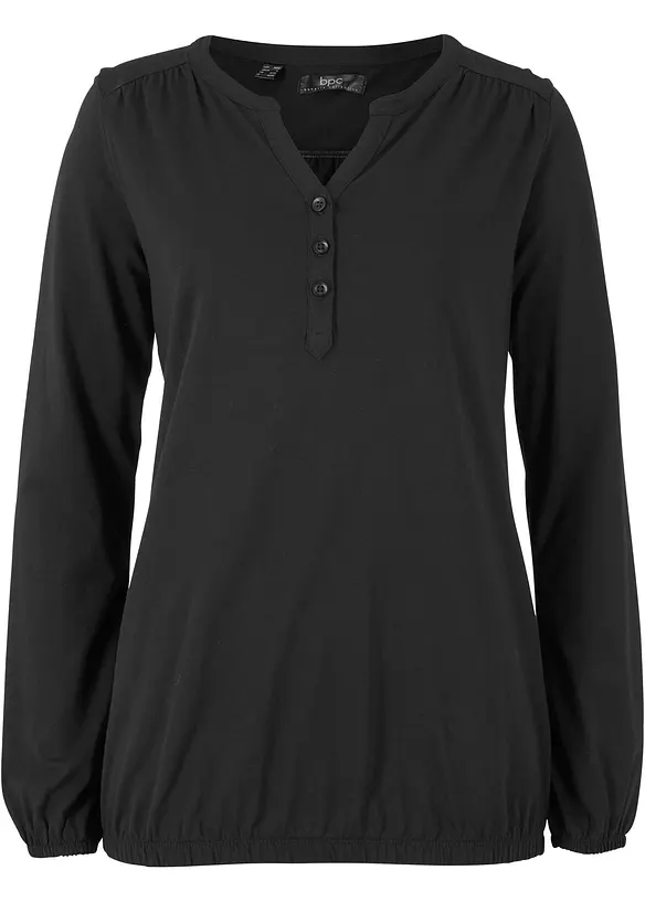 Bavlněné triko Henley, dlouhý rukáv, bpc bonprix collection