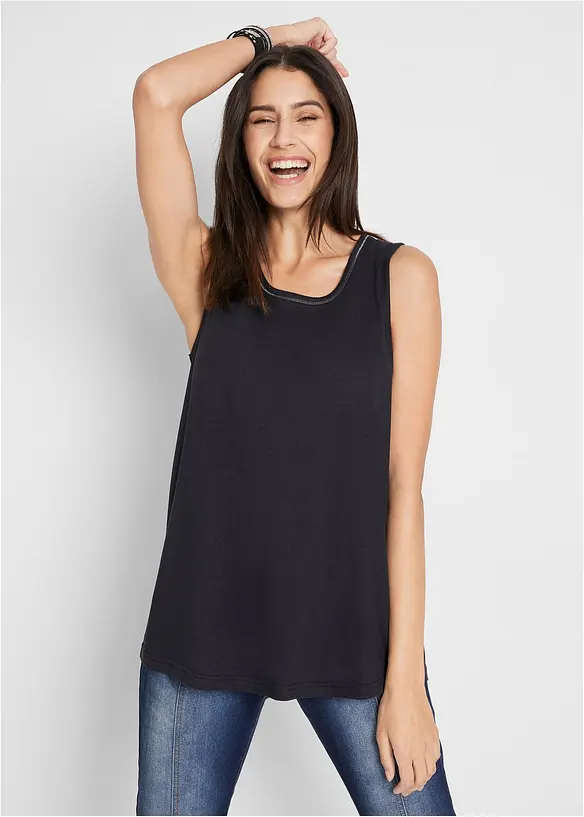 Dlouhý udržitelný top s kulatým výstřihem, bonprix